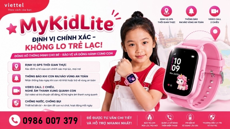 MyKidLite Viettel – Đồng Hồ Định Vị GPS