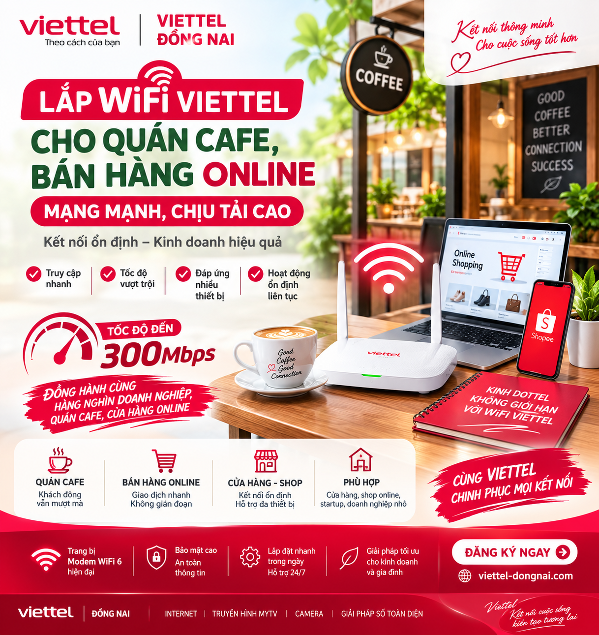 Lắp WiFi Viettel Cho Quán Cafe, Bán Hàng Online