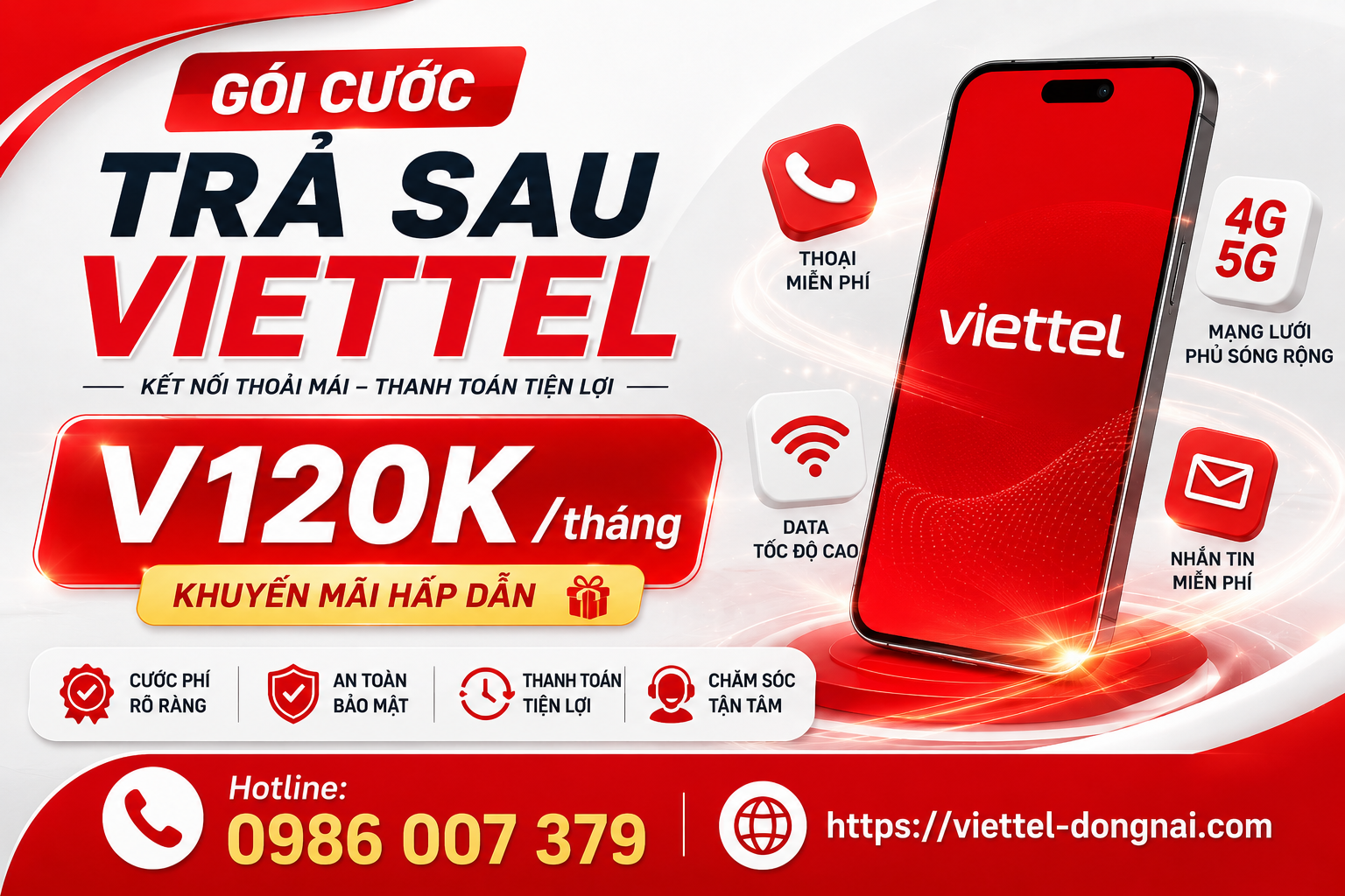 Gói Cước Di Động Trả Sau Viettel Chỉ Từ 120K/Tháng